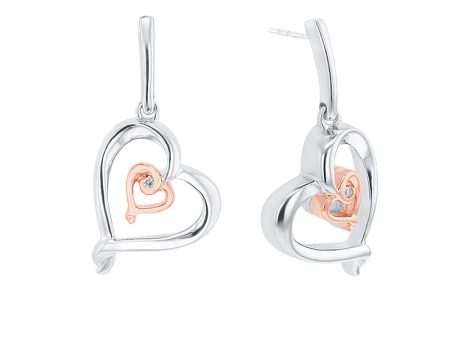 Silver Adjoining Heart Diamond Earrings Discount