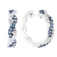 Silver Braided Sky Blue Diamond Hoop Earrings Online