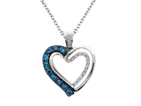 Silver Sky Blue Diamond Cynthia Heart Necklace For Discount