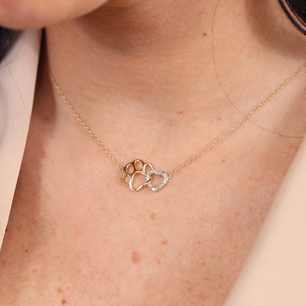 Helping Paw Gold Diamond Necklace Sale