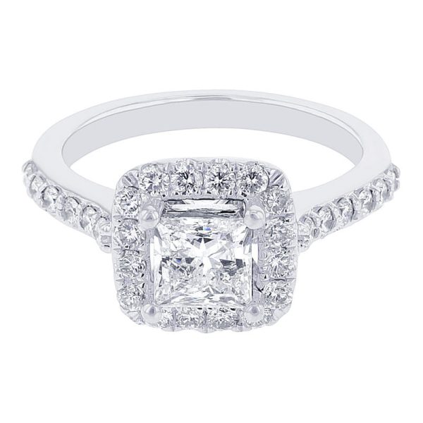 Carly Princess Halo 1 1 2ct Ready for Love Diamond Engagement Ring For Sale