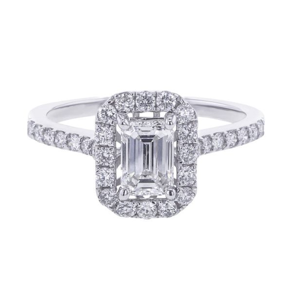 Carly Emerald Cut Halo 1 1 10ct Ready for Love Diamond Engagement Ring Online now