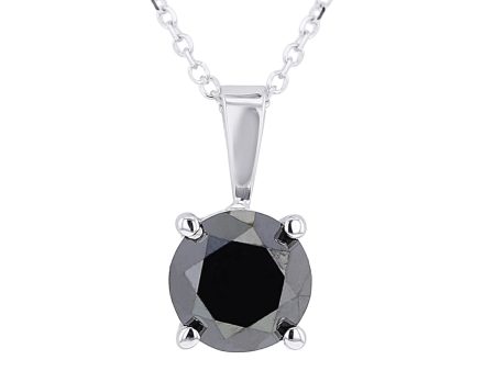 Black Diamond Solitaire Necklace 1ct For Sale