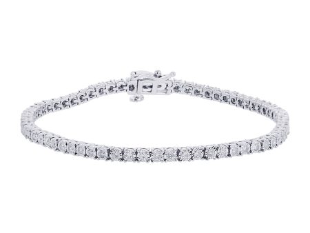 Silver Mirage Diamond Tennis Bracelet 1ct For Sale