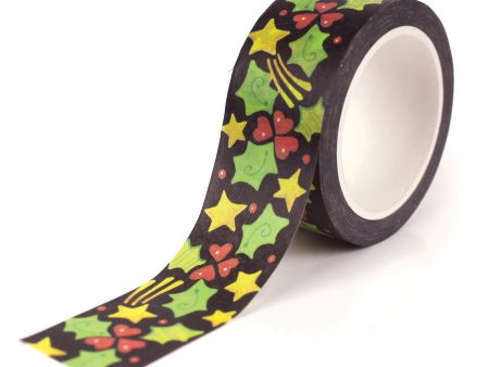 Shooting Stars Holly Black Washi Tape Online now