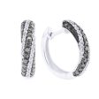 Silver Twist Black Diamond Hoop Earrings Online Sale