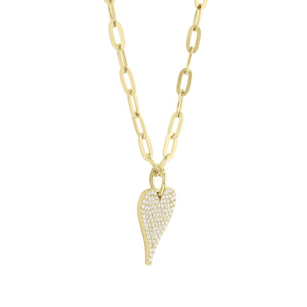 Sadie Heart Paper Clip Diamond Necklace For Sale