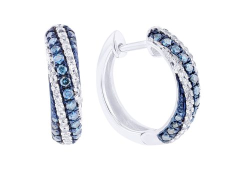 Silver Twist Sky Blue Diamond Hoop Earrings For Discount