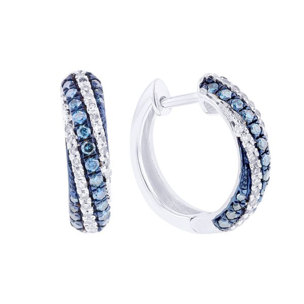 Silver Twist Sky Blue Diamond Hoop Earrings For Discount