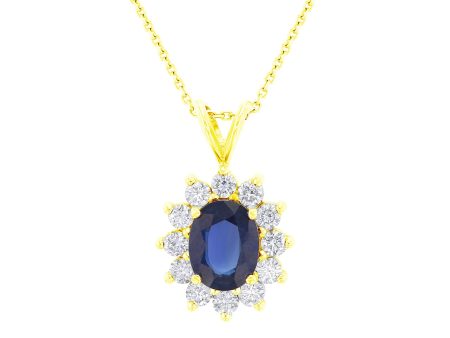 Princess Sapphire and Diamond Necklace Online Hot Sale