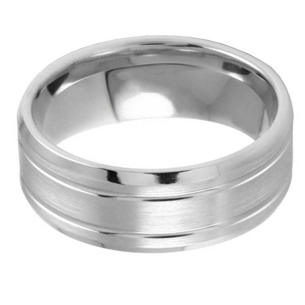 Double Groove 9mm Wedding Ring For Cheap