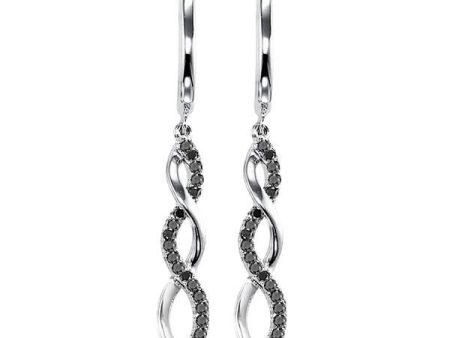 Silver Infinity Black Diamond Earrings Discount