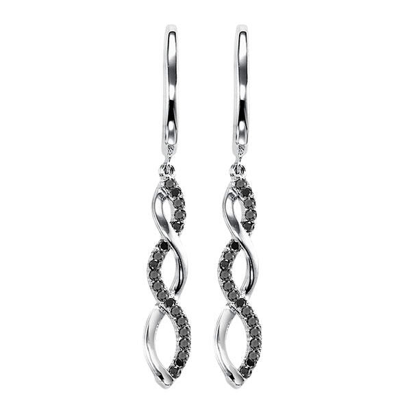 Silver Infinity Black Diamond Earrings Discount