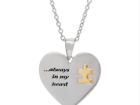 Autism Sterling Silver and 10K Gold Puzzle Piece Pendant Online Sale