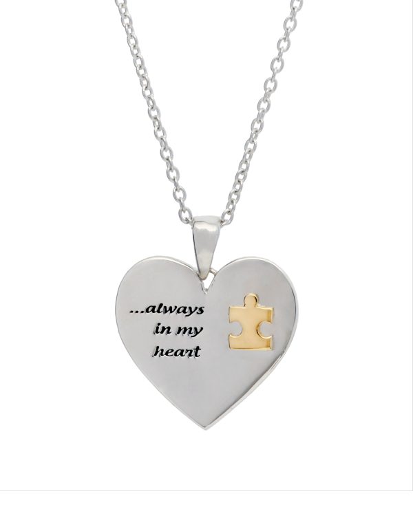 Autism Sterling Silver and 10K Gold Puzzle Piece Pendant Online Sale