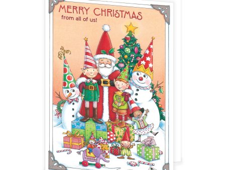 Santa and Elves Greeting Card on Sale