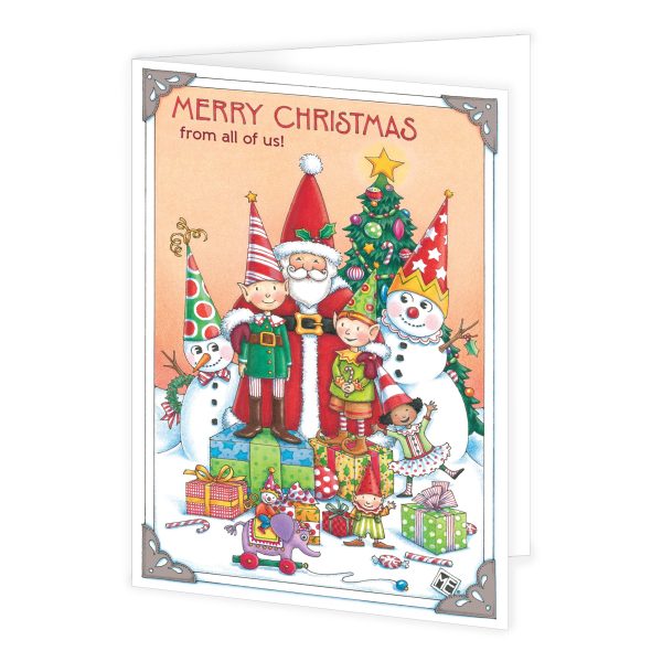 Santa and Elves Greeting Card on Sale