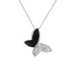 Silver Black and White Butterfly Diamond Necklace Online Hot Sale