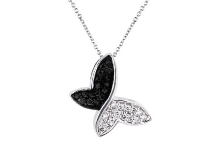 Silver Black and White Butterfly Diamond Necklace Online Hot Sale