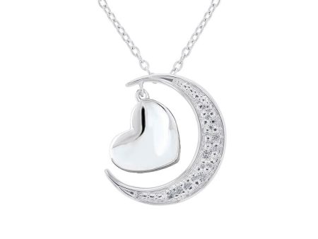 Silver Moon and Back Diamond Necklace Online