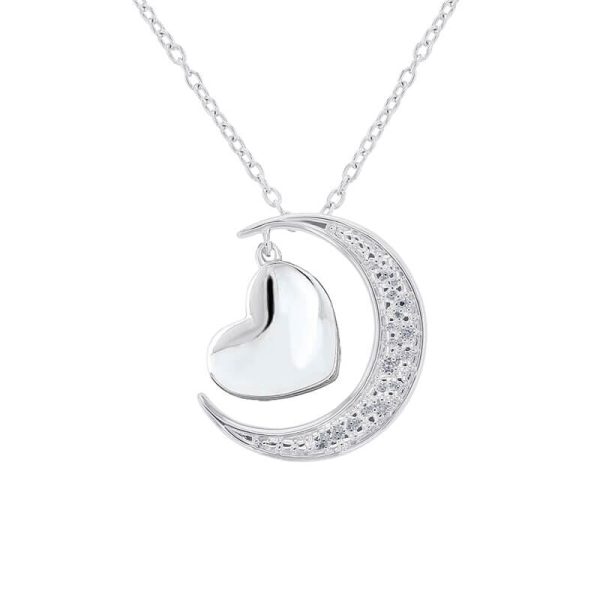 Silver Moon and Back Diamond Necklace Online