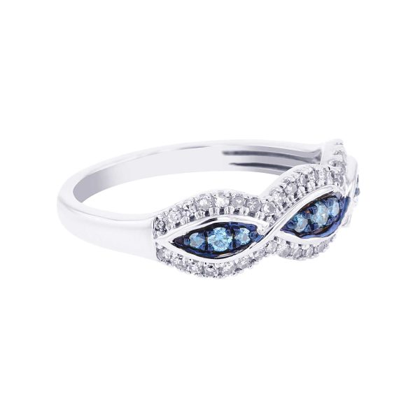 Silver Sky Blue & White Eyelet Diamond Ring Online