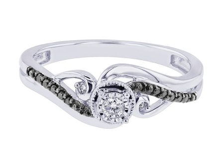 Majestic Mirage Swirl Ready for Love Black & White Diamond Engagement Ring For Discount