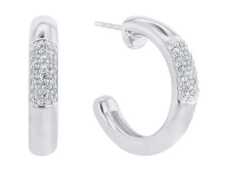 Silver Winsome Diamond Hoop Earrings Fashion