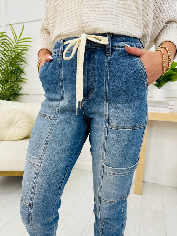 Judy Blue Adventure Awaits Cuffed Cargo Jeans Hot on Sale