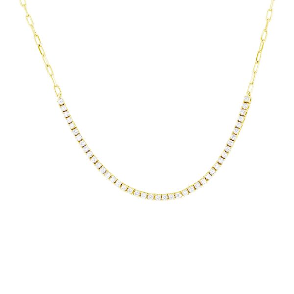 Noemi Diamond Paper Clip Necklace For Sale