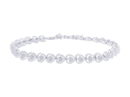 Silver Antique Heart Diamond Bracelet For Cheap