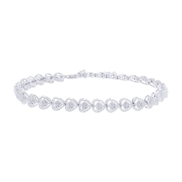 Silver Antique Heart Diamond Bracelet For Cheap