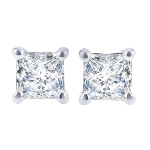 Exclusive Princess Diamond Stud Earrings 1 2ct on Sale