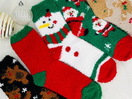 Fuzzy Holiday Socks- Multiple Styles! Online now