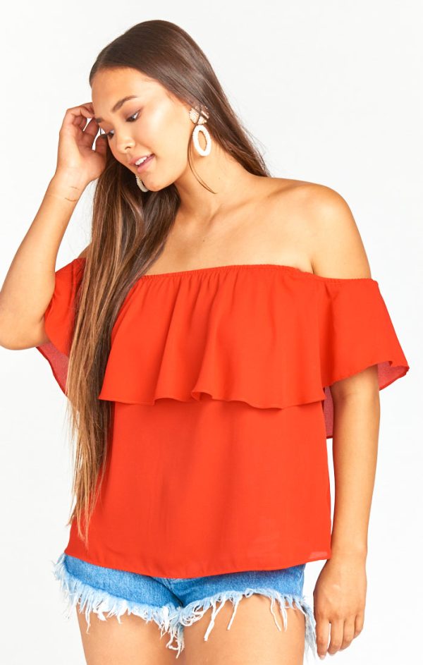 Ruffle Top ~ Bonfire on Sale