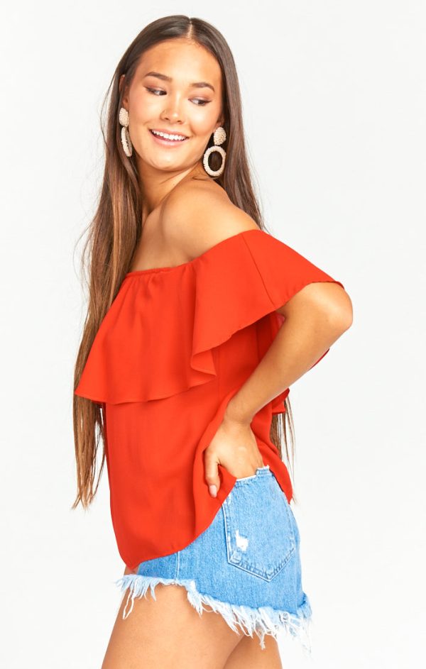 Ruffle Top ~ Bonfire on Sale